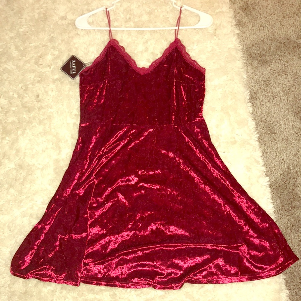 Maroon velvet dress